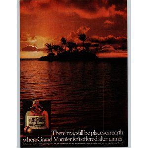 1977 Grand Marnier Places on Earth Vintage Print Ad Desert Island Sunset Ocean